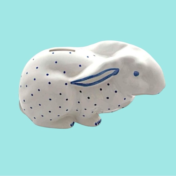 Tiffany & Co. Blue & White Grandmillenial Baby Easter Bunny Rabbit Coin Bank - Picture 4 of 12